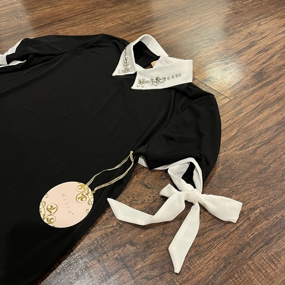 Beautiful blouse with gem detail on collar. Sheer with rayon material. - Picture 2 of 5